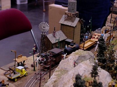[this picture and next two:] Emmett J. Brannan of Cache Creek Scale Models had this great HO and HOn3 display layout at his booth.