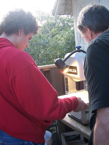 Cutting masonite on the band saw